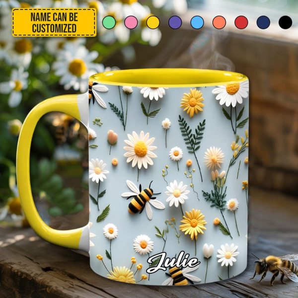 Floral Bee – Personalized Accent Mug