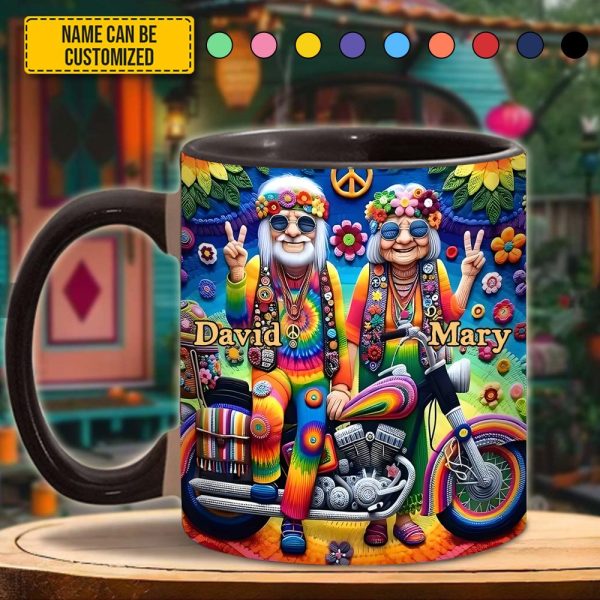 Hippie Old Couple - Personalized Accent Mug
