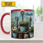 Gardening Tool & Floral  - Personalized Gardening Accent Mug