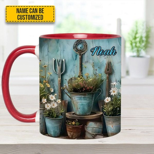 Gardening Tool & Floral  - Personalized Gardening Accent Mug