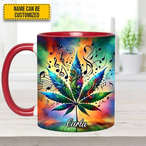 Personalized Music & Weed Vibes Accent Mug