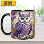 Whimsical Owl Diamond - Personalized Owl Accent Mug
