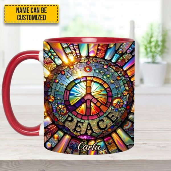 Personalized Peace Symbol Accent Mug