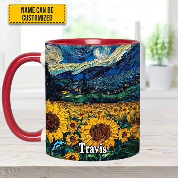 Starry Sunflowers – Personalized Accent Mug