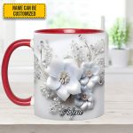 White Flowers - Personalized Flower Accent Mug
