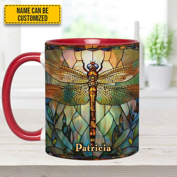 Dragonfly Dreams - Personalized Dragonfly Accent Mug