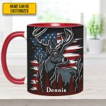 Deer Usa Flag - Personalized Hunting Accent Mug