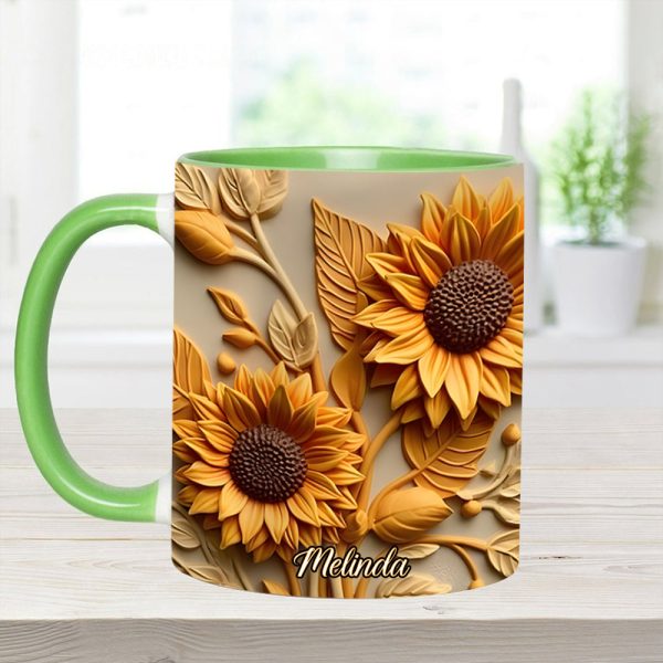 Sunflower Accent Mug - Personalized Accent Mug