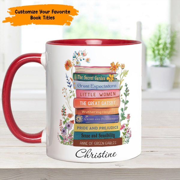 Book Lover’S Stack – Personalized Book Accent Mug