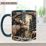 Vintage Moose Wreath Personalized Accent Mug – Rustic Gift For Mother’S Day & Nature Lovers