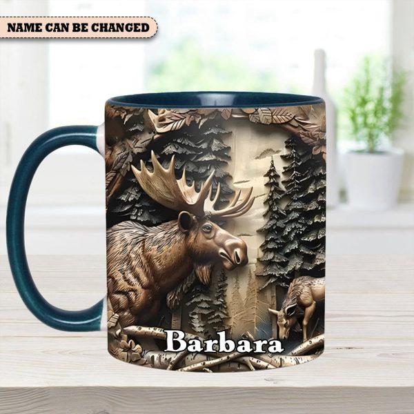 Vintage Moose Wreath Personalized Accent Mug – Rustic Gift For Mother’S Day & Nature Lovers
