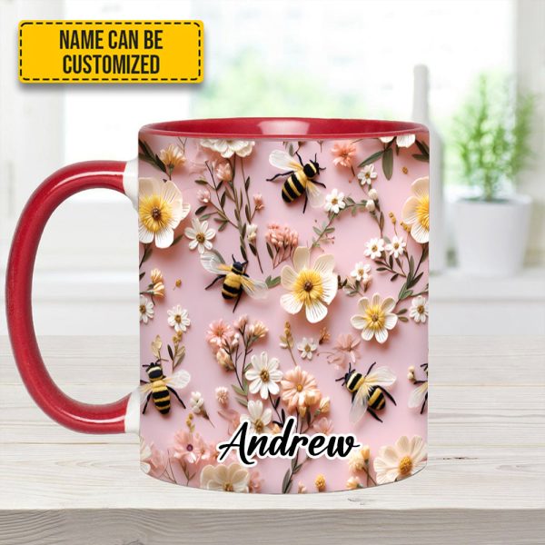 Flower And Bee - Personalized Accent Mug