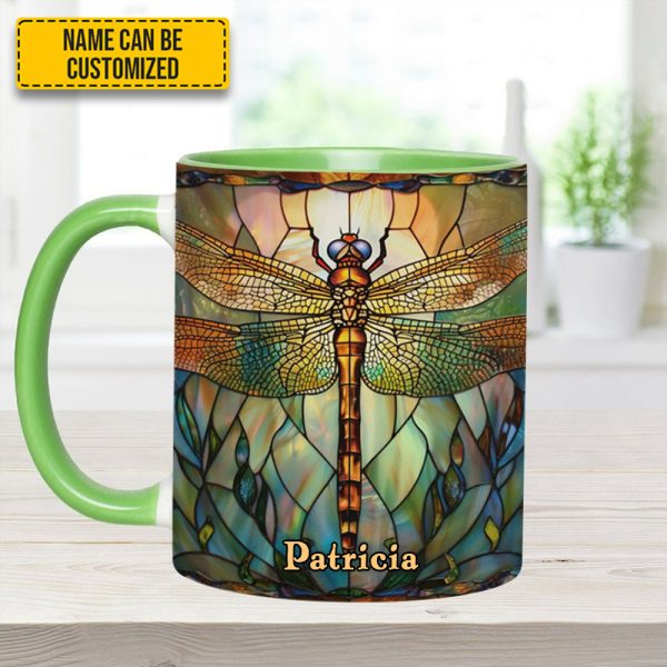 Dragonfly Dreams - Personalized Dragonfly Accent Mug