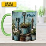 Gardening Tool & Floral  - Personalized Gardening Accent Mug