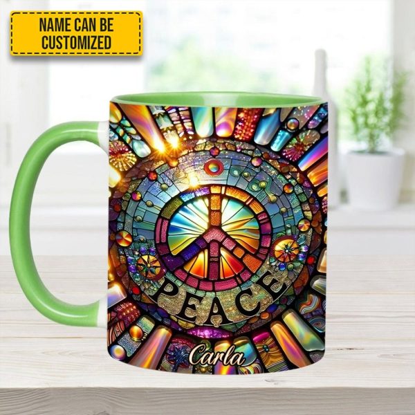 Personalized Peace Symbol Accent Mug