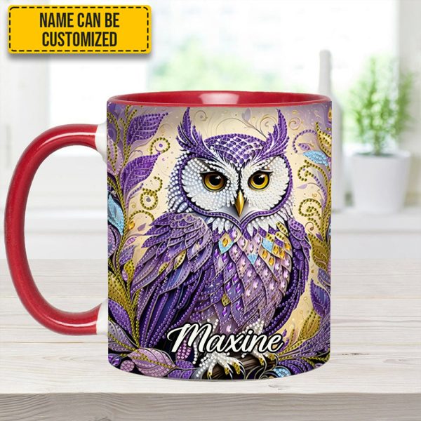 Whimsical Owl Diamond - Personalized Owl Accent Mug