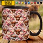 Highland Cow Floral - Personalized Cow Accent Mug
