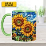 Starry Bloom – Personalized Sunflower Accent Mug