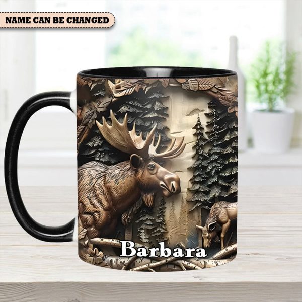 Vintage Moose Wreath Personalized Accent Mug – Rustic Gift For Mother’S Day & Nature Lovers