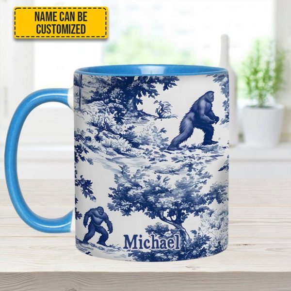Bigfoot Sasquatch Print Forest Toile Funny - Personalized Accent Mug