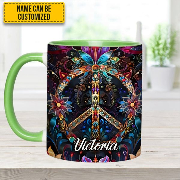 Peace & Love Symbol – Personalized Hippie Accent Mug