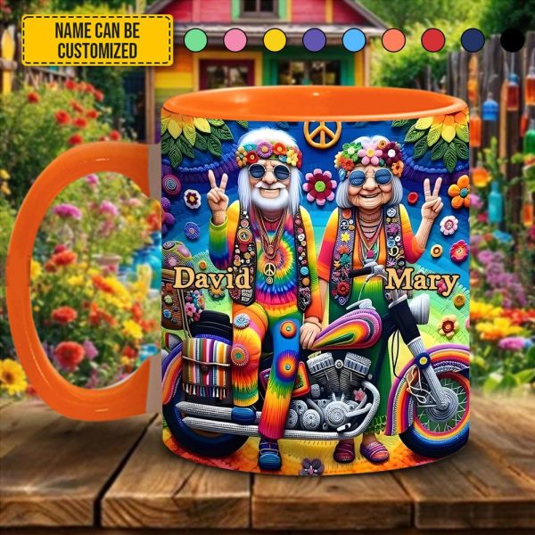 Hippie Old Couple - Personalized Accent Mug