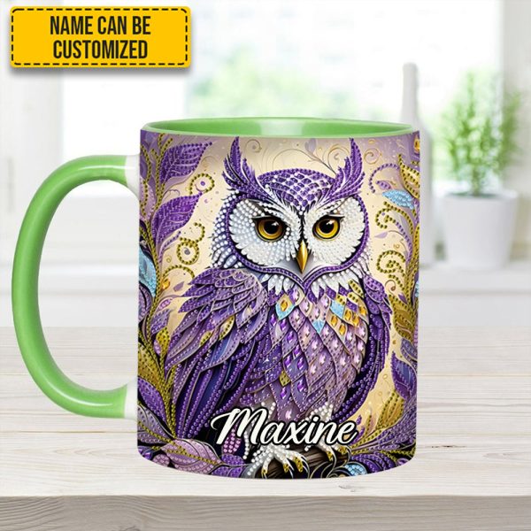 Whimsical Owl Diamond - Personalized Owl Accent Mug
