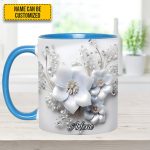 White Flowers - Personalized Flower Accent Mug