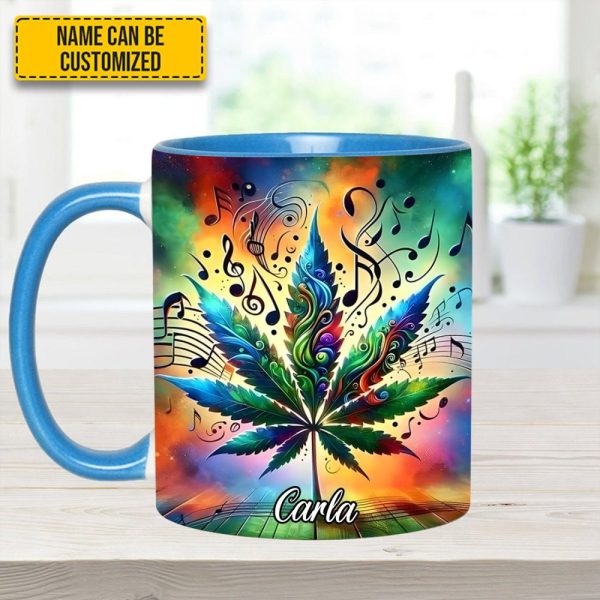 Personalized Music & Weed Vibes Accent Mug