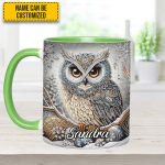 Beautiful Owl Diamond - Personalized Owl Accent Mug