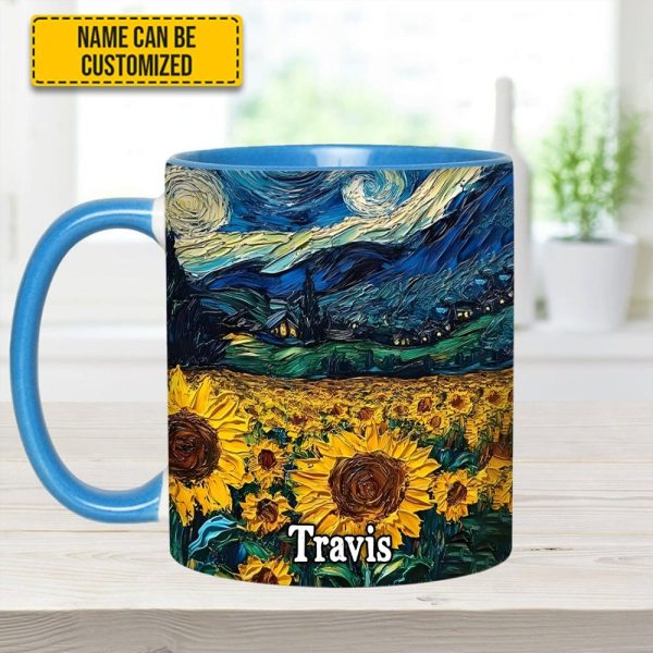 Starry Sunflowers – Personalized Accent Mug