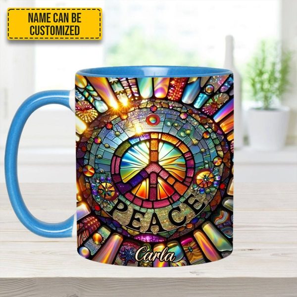 Personalized Peace Symbol Accent Mug