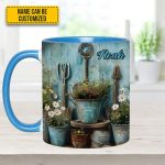 Gardening Tool & Floral  - Personalized Gardening Accent Mug