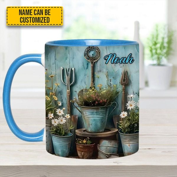 Gardening Tool & Floral  - Personalized Gardening Accent Mug