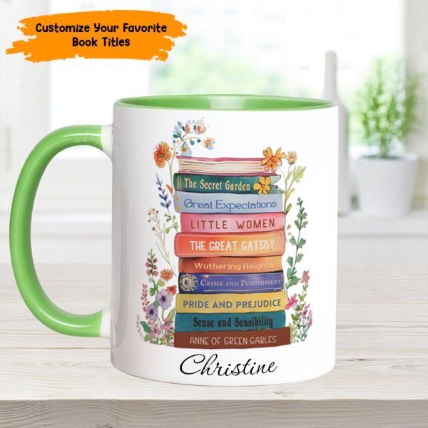 Book Lover’S Stack – Personalized Book Accent Mug