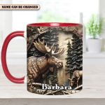 Vintage Moose Wreath Personalized Accent Mug – Rustic Gift For Mother’S Day & Nature Lovers