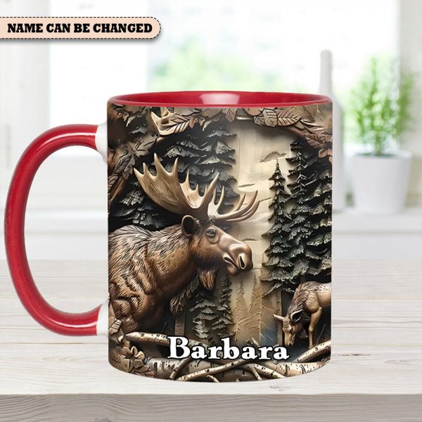Vintage Moose Wreath Personalized Accent Mug – Rustic Gift For Mother’S Day & Nature Lovers