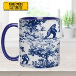 Bigfoot Sasquatch Print Forest Toile Funny - Personalized Accent Mug