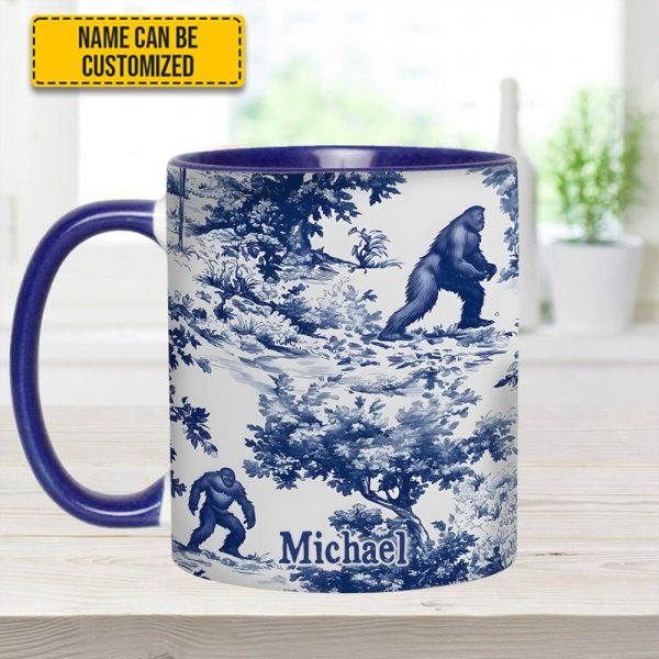 Bigfoot Sasquatch Print Forest Toile Funny - Personalized Accent Mug