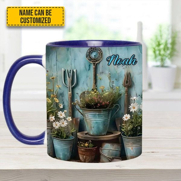 Gardening Tool & Floral  - Personalized Gardening Accent Mug