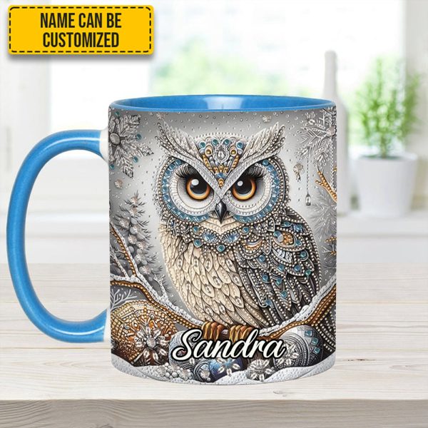 Beautiful Owl Diamond - Personalized Owl Accent Mug
