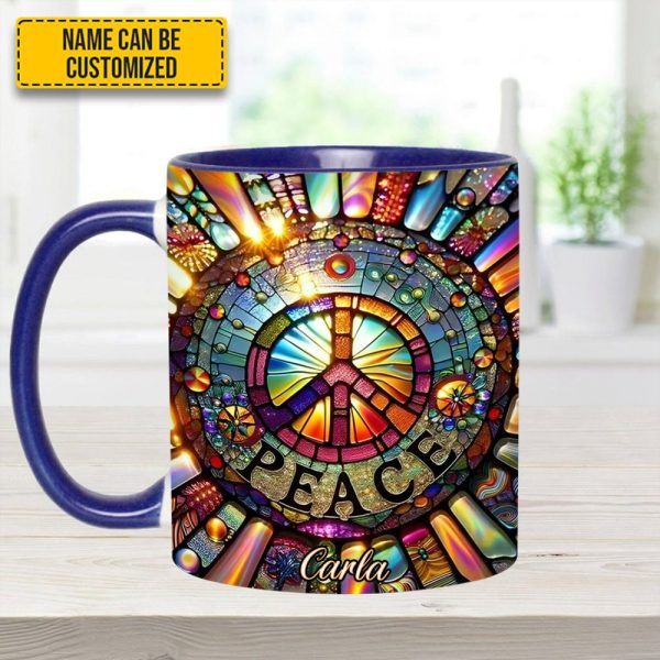 Personalized Peace Symbol Accent Mug