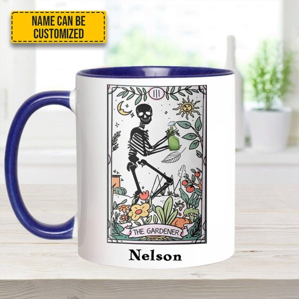 Personalized The Gardener Skeleton Tarot Accent Mug