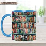 Personalized Bookshelf Mug – Cozy Library Lover’S Dream