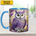 Whimsical Owl Diamond - Personalized Owl Accent Mug