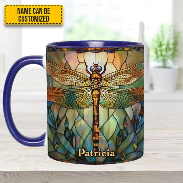 Dragonfly Dreams - Personalized Dragonfly Accent Mug