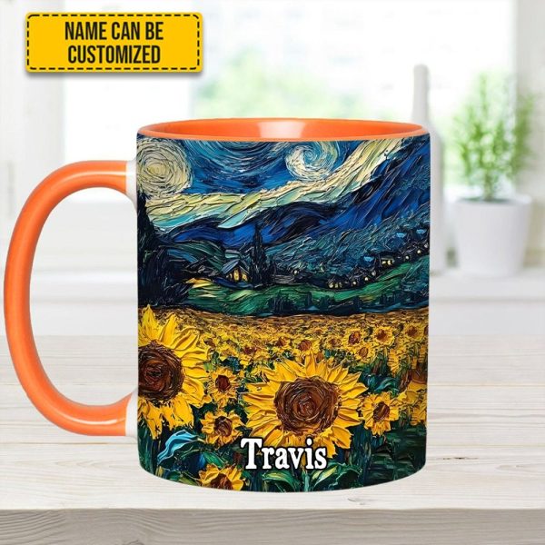 Starry Sunflowers – Personalized Accent Mug