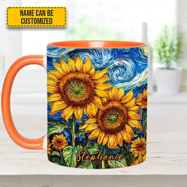 Starry Bloom – Personalized Sunflower Accent Mug