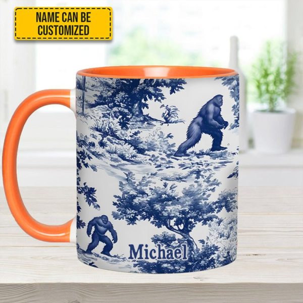 Bigfoot Sasquatch Print Forest Toile Funny - Personalized Accent Mug