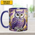 Whimsical Owl Diamond - Personalized Owl Accent Mug